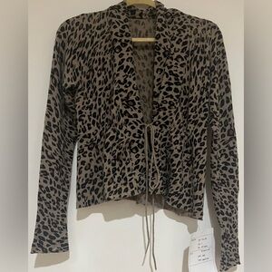 Women’s Leopard Print Tie-Front Cardigan